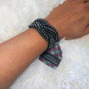 NWT Bring on the Bling blackl and silver.  Wrap and Snap bracelet